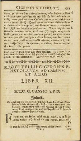 Epistolarum Ciceronis Liber XII.