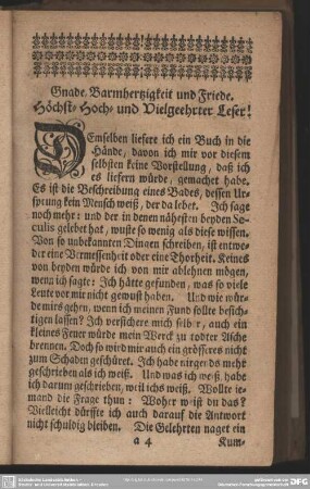 Höchst- Hoch- und Vielgeehrter Leser!
