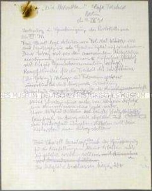 Handschriftliches Protokoll einer Mitgliederversammlung der Künstlervereinigung "Die Abstrakten" - Sachkonvolut