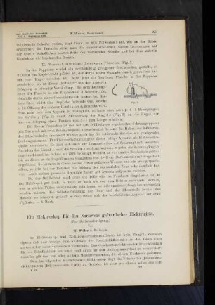 Ein Elektroskop für den Nachweis galvanischer Elektrizität.