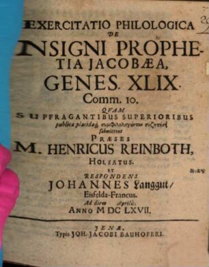 Exercitatio philol. de insigni prophetia Jacobaea, Genes. 49, 10