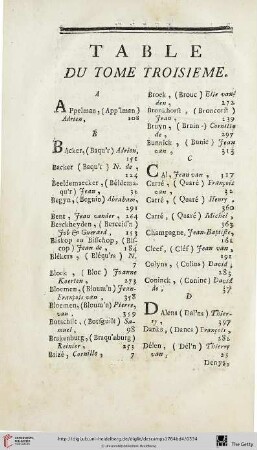 Table du tome troisième