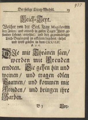 Leich-Text. [CXXVI. Ps. V. 5. 6.]