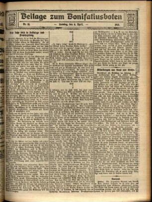 Zweite Ausgabe vom Sonntag, den 06. April 1913.