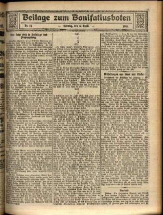 Zweite Ausgabe vom Sonntag, den 06. April 1913.