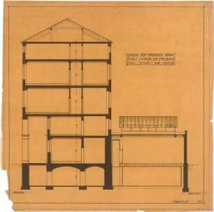 Billing, Hermann; Karlsruhe, Friedrichsplatz 12; Badische Bank, Umbau - Schnitt