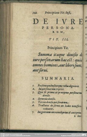 De Iure Personarum, Tit. III.