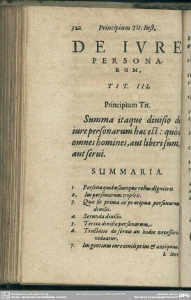 De Iure Personarum, Tit. III.