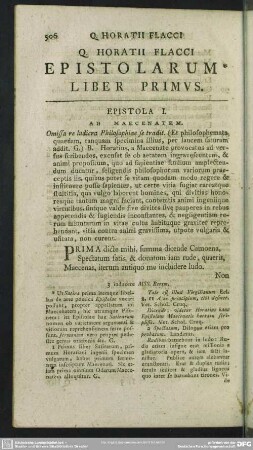 Q. Horatii Flacci Epistolarum Liber Primus