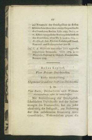 Erstes Kapitel. Vom Privat-Deichrechte.