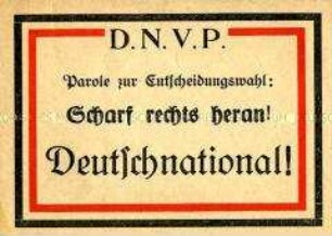 Klebezettel der DNVP zur Reichstagswahl 1924 ?