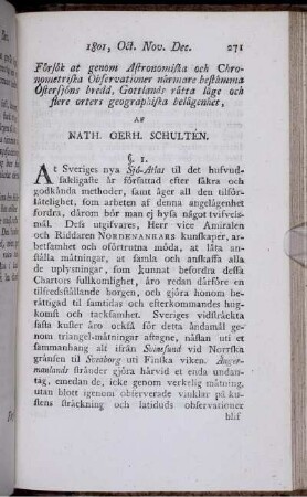 Försök at genom Astronomiska och Chronometriska Observationer närmare bestämma Östersjöns bredd, Gottlands rätta läge och flere orters geographiska belägenhet.