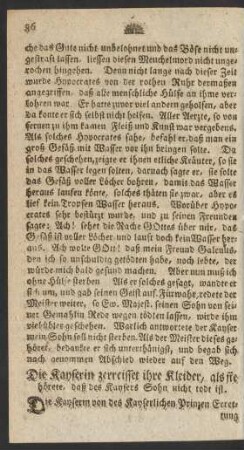 Die Kayserin zerreisset ihre Kleider, als sie hörete, daß des Kaysers Sohn nicht todt ist.