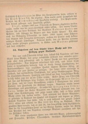 52. Napoleon auf dem Gipfel seiner Macht und sein Feldzug gegen Rußland.