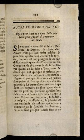 129-147, Autre Prologue Galant... (gagner & conserver un coer)
