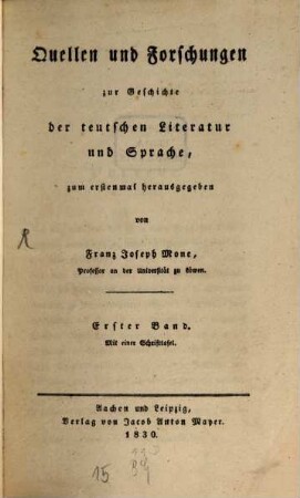 Quellen und Forschungen zur Geschichte der teutschen Literatur und Sprache, 1
