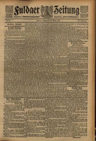 Erste Ausgabe vom Freitag, den 27. März 1908.
