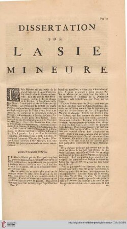Dissertation sur l'Asie Mineure