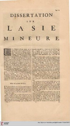 Dissertation sur l'Asie Mineure