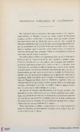 Chronique tunisienne et algérienne