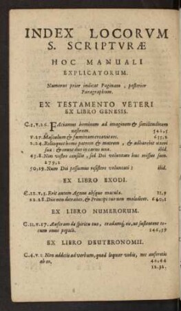 Index Locorvm S. Scriptvrae Hoc Manuali Explicatorum.