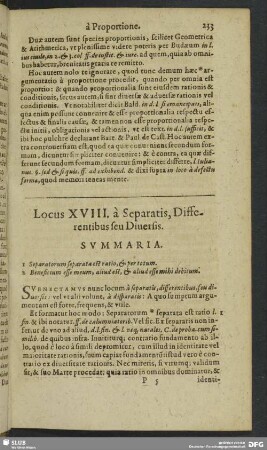 Locus XVIII,. à Separatis, Differentibus seu Diversis