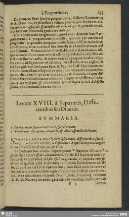 Locus XVIII,. à Separatis, Differentibus seu Diversis