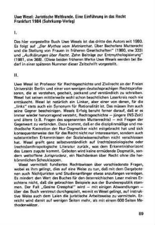 89-93, Uwe Wiesel. Juristische Weltkunde. Ein Einführung in das Recht. Frankfurt 1984