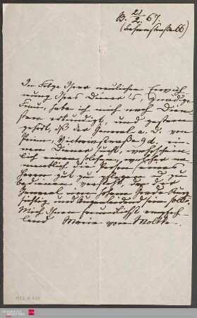 Ms 85-15 - Brief von Marie von Moltke an unbekannt