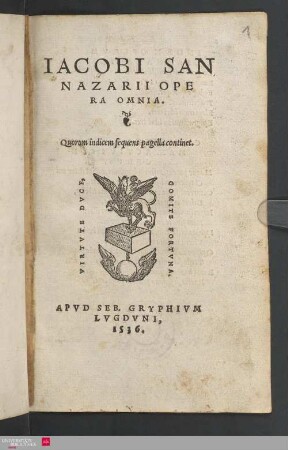 Iacobi Sannazarii Opera omnia : quorum indicem sequens pagella continet
