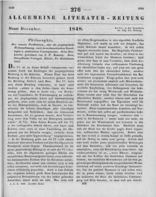 Romang, J. P.: Der neueste Pantheismus, oder die junghegelsche Weltanschauung, nach ihren theoretischen Grundlagen und praktischen Consequenzen. Allen Denkenden gewidmet. Bern: Stämpflische Verlagshandlung; Zürich: Schultheß 1848