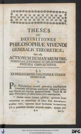 Philosophia Vivendi Generalis Theoretica.