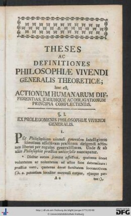 Philosophia Vivendi Generalis Theoretica.