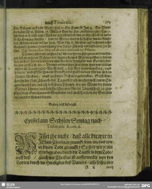 Epistel am Sechsten Sontag nach Trinitatis