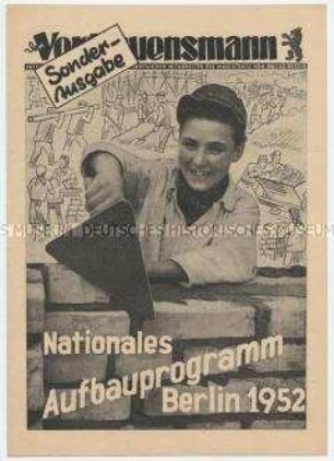 Sonderdruck des Magistrats von Berlin mit dem Nationalen Aufbauprogramm Berlin 1952