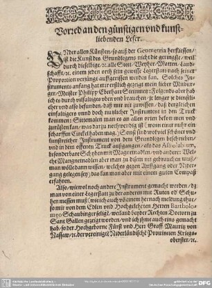 Vorred an den günstigen und kunstliebenden Leser.