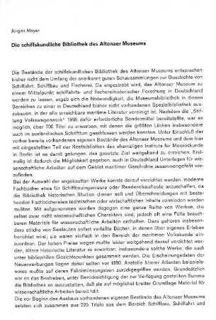 Die schiffskundliche Bibliothek des Altonaer Museums