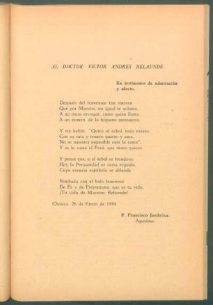 Al Doctor Víctor Andrés Belaúnde