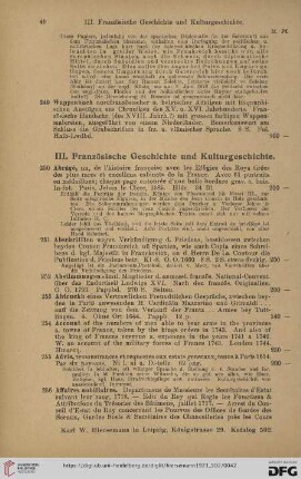 III. Französische Geschichte und Kulturgeschichte (Nr. 250 - 656)
