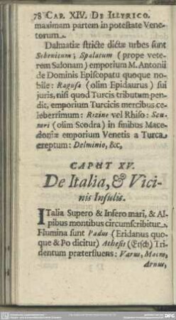 Caput XV. De Italia, & Vicinis Insulis