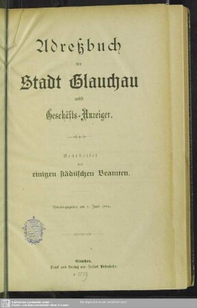[4.]1886: Adreßbuch der Stadt Glauchau : nebst Geschäfts-Anzeiger