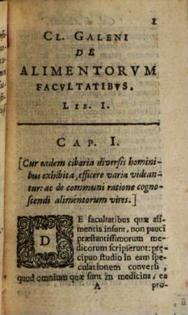 Cl. Galeni de alimentorum facultatibus libri III
