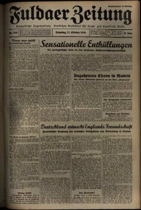 Erste Ausgabe vom Dienstag, den 27. Oktober 1936.