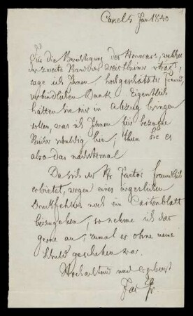 Brief von Jacob Grimm an Dieterichsche Buchhandlung, Göttingen