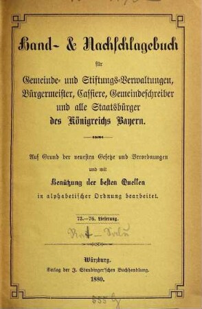 Hand- & Nachschlagebuch für Gemeinde- und Stiftungs-Verwaltungen, Bürgermeister, Cassiere, Gemeindeschreiber, und alle Staatsbürger des Königreichs Bayern : auf Grund der neuesten Gesetze und Verordnungen und mit Benützung der besten Quellen in alphabetischer Ordnung bearbarbeitet, [8]. [Rattenvertilger - Salubritätspolizei]