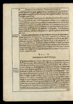 Cap. II. Homonymia vocabuli Theologiae.
