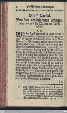 Das V. Capitel. Von den verschiedenen Meinungen, woraus die Materie des Torffs bestehe
