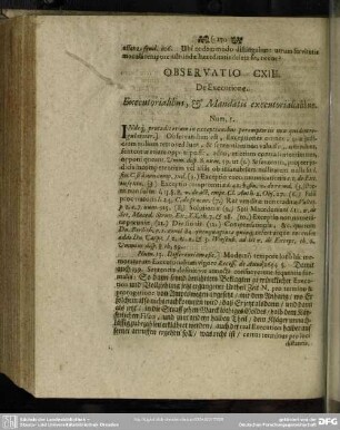 Observatio CXIII. De Executione