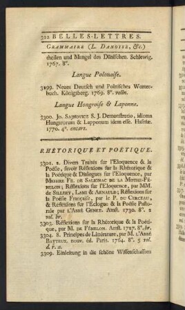 Rhétorique et Poétique.