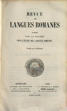 Revue des langues romanes. 4, 4. 1873
